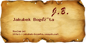 Jakubek Bogáta névjegykártya